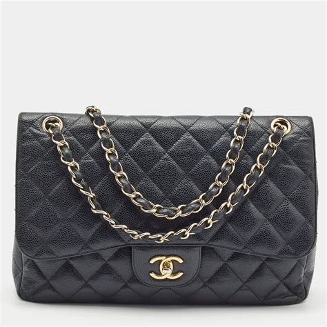 chanel black quilted caviar jumbo classic 2.55 double flap bag|CHANEL Caviar Quilted Jumbo Double Flap Black.